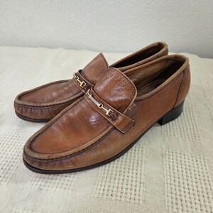 Royal Imperial Florsheim Mens Brown Leather‎ Loafer Shoes Size 10 Metal Bit